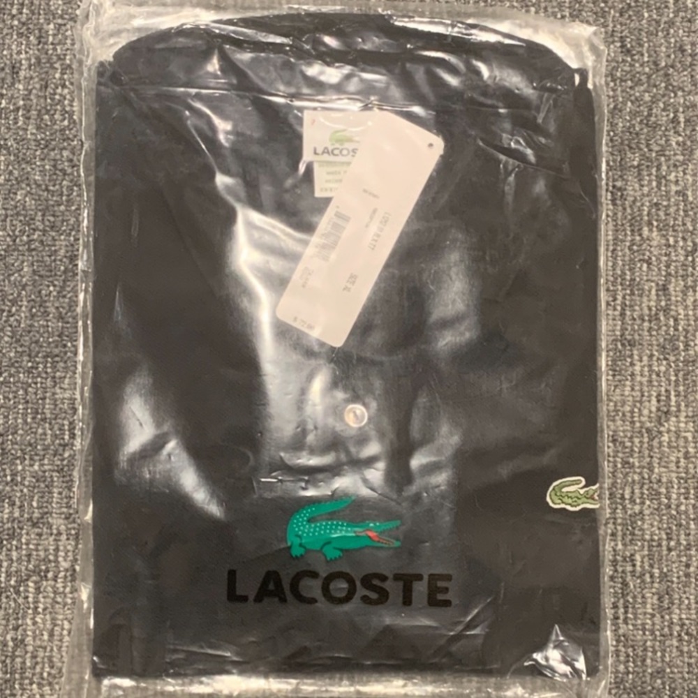 Lacoste Black Polo Shirt Classic Cotton Piqué Brand New With Tags Size 7 / XL